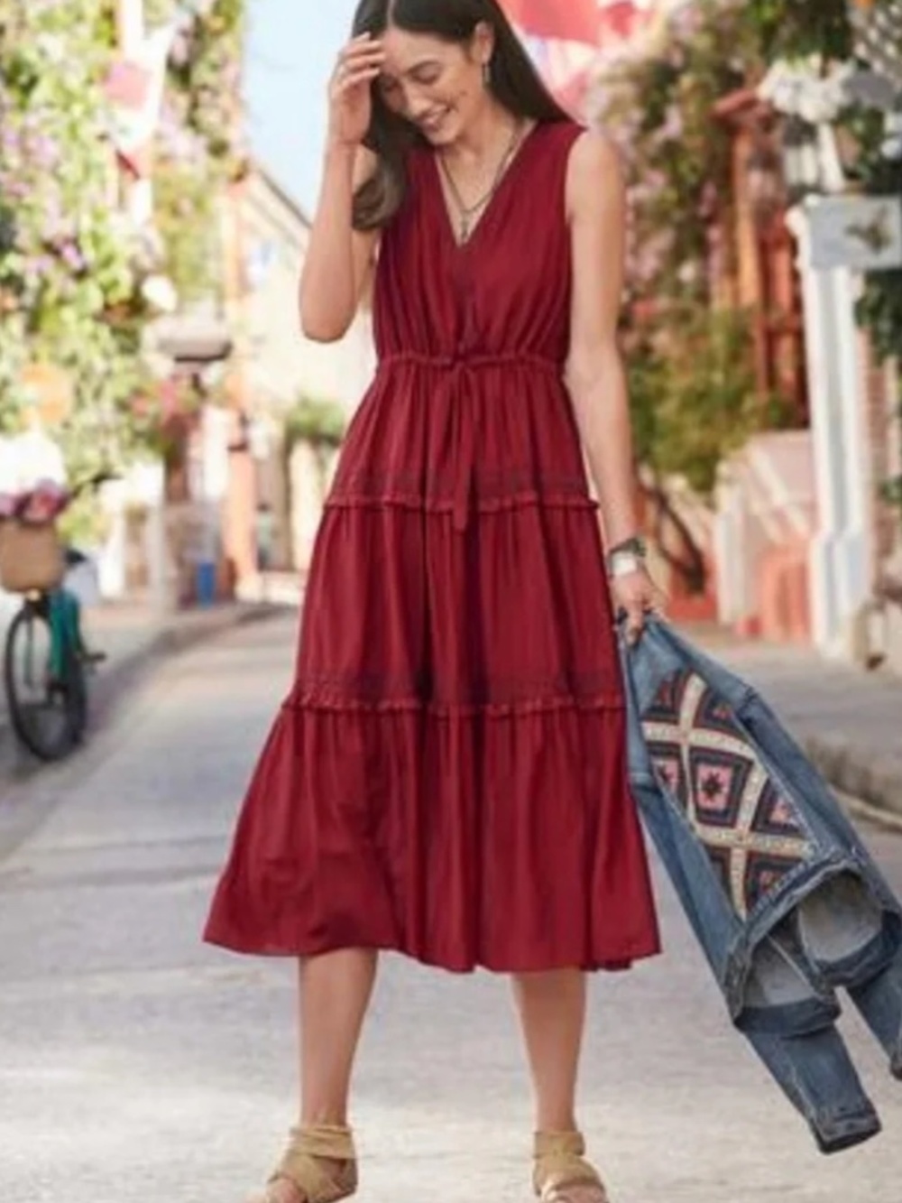 Sundance Faux Wrap, drawstring silk dress